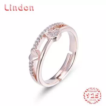 Классическое кольцо Lindon из стерлингового серебра 925 пробы с цирконом, женские ювелирные изделия, свадебный подарок для вечеринки розового золота