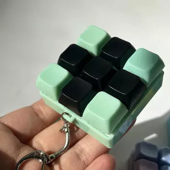 Клавиатура Fidget Keychain 9 Key Mechanical Clicker Creative Accessories Portable Supplies Green Black
