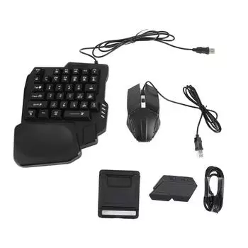 Клавиатура с подсветкой RGB, мышь, комбо для одной руки, игровая клавиатура, мышь, конвертер с регулируемой подставкой для телефона