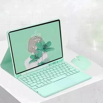 Клавиатура с тачпадом Funda для Samsung Galaxy Tab A9+ A9 Plus Tab S9 FE Tab S9 S8 S8 S7 Tab S6 Lite Tab A7 Tab A8 Чехол для планшета S6 Lite 10.4 inch зелёный
