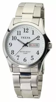 [Klefa] Analog Waterproof Date Day of the Week Metal Band TE-AM178-WTS Men s Silver