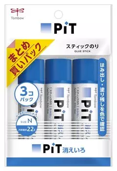 Клей-карандаш Tombow стираемый PiT N размер 3 шт. (цвет исчезает) (22g) HCA-322