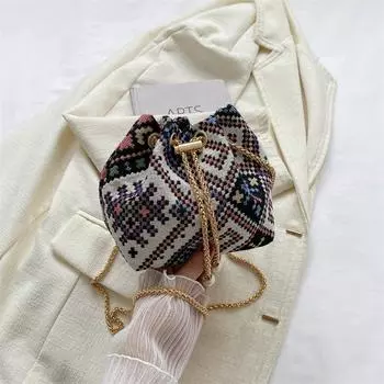 Клетчатая сумка-ведро Cross Body Bohemian для женщин, сумки-шопперы