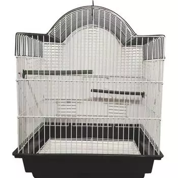 Клетка для птиц большого размера, синий купол с крышей, 45*40*28 см, поилка, кормушка и насест в подарок