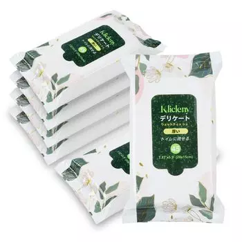 Klicleny Flushable Wet Pure Flushable Wet For After Delicate High Delicate Zone 45 листов x 6 салфеток, 99% воды, безалкогольные, без запаха, салфетки,