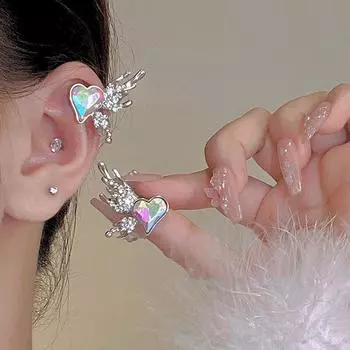 Клипсы для ушей Love Angel Wings из циркония, женские, легкие, роскошные, нишевые, дизайн, без пирсинга ушей, темпераментные, эльфийские клипсы для ушей