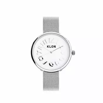 klon наручные часы стильные простые серебряные KLON HIDE TIME 33 мм мужские женские -SILVER MESH- Ver.SILVER