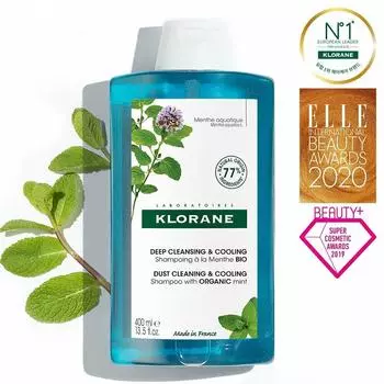 Klorane Aquamint Шампунь для глубокого очищения и увлажнения кожи, 400 мл (NEW)
