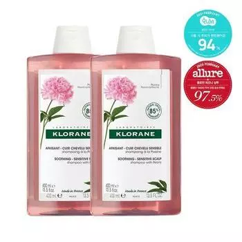 Klorane Peony Шампунь Двойной План (400мл+400мл) (Чувствительная кожа головы и успокаивающий уход за кожей головы)