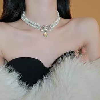 Ключичная цепочка ювелирные изделия жемчужное ожерелье каплевидная подвеска жемчужная цепочка бусины вечеринка 1Pc