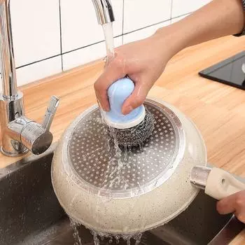 KM.1285 Japan Steel Wool Pot Brush - Effective Stain Removal, Safe on Hands, Easy to Use.