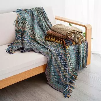Knitted Blanket B&b Bedside Blanket Nordic Bohemian Style Blanket Office Nap Blanket Living Room Sofa Decoration красный