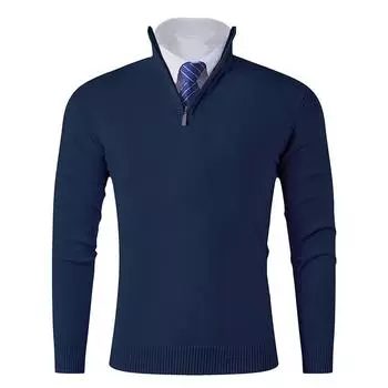 Knitted Sweater Men s Young Father s Clothing Casual Base Warm Half Zipper Top Sweater M