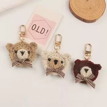 Knitting Wool Bow Tie Key Ring Bag Pendant Girls Key Chain Schoolbag Pendant Korean Style Key Chain C