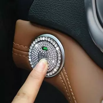 Кнопка запуска двигателя с хрусталем Onekey Start Stop, защитный чехол, кольцо со стразами, круглая отделка, автомобильные аксессуары красный