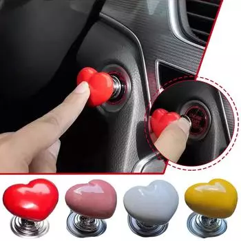 Кнопка запуска в форме сердца Push Start Auto Ignition Rocker Cover Ceramics One-Touch Automotive B R3X5 White-1pcs