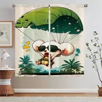 Koala Fantasy Tulle in Kitchen Curtains for Living Room Ready Curtains Cheap Things With Free Shipping for Home Curls Partition W50xH70cmx2pcs-CL