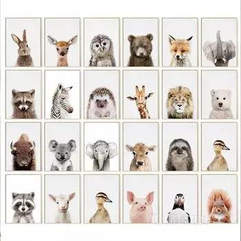 Коала, кролик, белка, слон, холст, постер для детской комнаты, настенная картина, печать, животное, холст, картина, скандинавская детская спальня 21x30cm No Framed