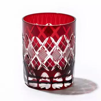 Kobo Edo Kiriko Yarai Fish Crest Old Glass TB90415R Деревянная коробка Сделано в Японии [официальный Taimuro] (красный) красный