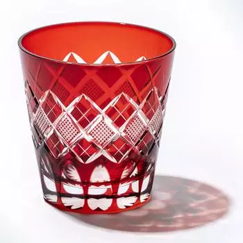 Kobo Edo Kiriko Yarai Uoko Crest Tenkai Old Glass TB90425R Деревянная коробка, сделано в Японии [Официальный представитель Таймуро] (красный)