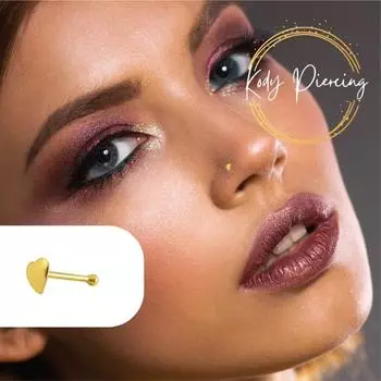 KODY PIERCING 9-каратное золото, 3 мм, булавка для носа с шаровидным кончиком в виде сердца - качественный пирсинг
