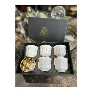 Кофейная чашка Adler из белого фарфора и золота, шесть предметов