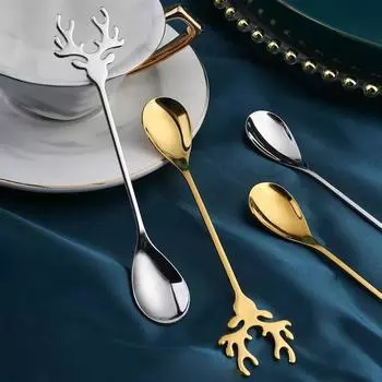 Кофейная ложка из нержавеющей стали, рождественский подарок, чайная ложка, десертная ложка, ложка для мороженого, десертные мини-ложки, столовые приборы, кухонные принадлежности