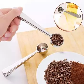Кофейная ложка с зажимом, мерная ложка из нержавеющей стали для кофе с зажимом, ложка для сухого молока, чайная ложка, ложка для мороженого