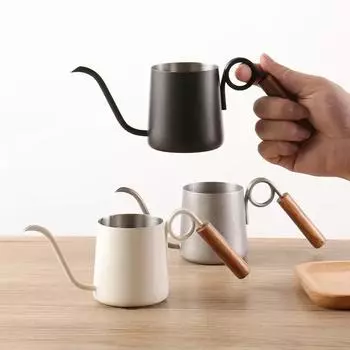 Кофейник из нержавеющей стали 304 Creative Ring, заварной чайник для кофе вручную, длинный, узкий, с горлышком лебедя, кофейник