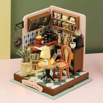 Кофейня Детский домик Мини DIY ручной работы 3D головоломка Сборка Строительная модель Игрушки, украшение для спальни дома P542
