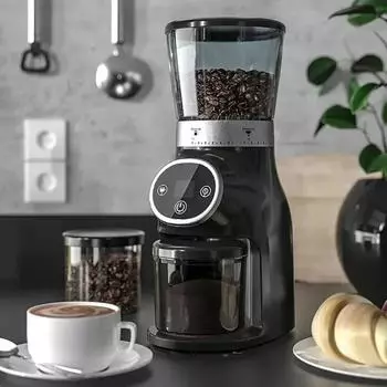 Кофемолка с жерновами для кофейных зерен, электрическая и автоматическая коническая кофемолка с 30 регулируемыми степенями помола для 2-12 чашек EU чёрный