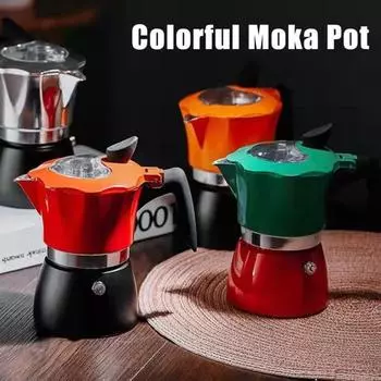 Кофеварка Moka Pot Espresso на 150/300 мл, 3-чашечная, 6-чашечная, герметичная, итальянская кофеварка для плиты 150ML серебряный