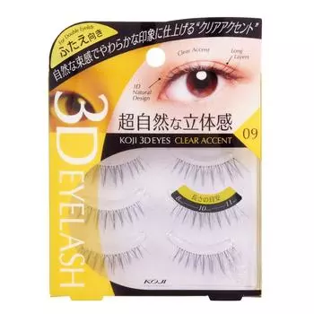 Koji Main Store 3deyes Irony 09 Прозрачные ресницы с акцентом 09 Прозрачный акцент, черный, 3 набора X 1