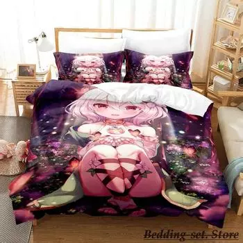 Kokkoro Постельное белье Single Twin Full Queen King Size Bed Set Adult Kid Bedroom Duvetcover Sets Anime Parure de lit Bed 70x133cm 2pcs