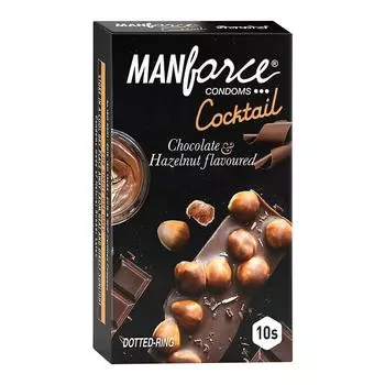 Коктейльные презервативы Manforce с пунктирными кольцами, со вкусом лесного ореха и шоколада, 10 шт.