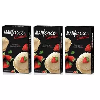 Коктейльный презерватив Manforce (Со вкусом клубники и ванили) Для мужчин, ПАКЕТ 3 шт.