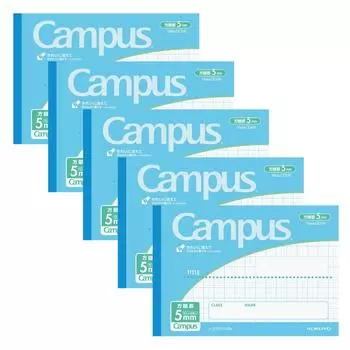 KOKUYO Campus Half 5 мм набор из 5 синих банкнот, размер, B6, сетка, синий, книги, No-37S10-5BX5SET, синий