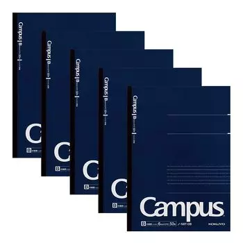 KOKUYO Campus Notebook Adult Campus Dotted B Ruled B5 50 Sheets 5 Book Pack No-5BT-DBX5SET Navy Blue