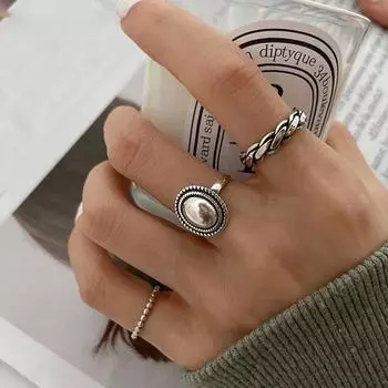 Кольца Evimi из стерлингового серебра 925 пробы, парные аксессуары, модные винтажные скрученные украшения круглой формы с геометрическим рисунком из тайского серебра Resizable