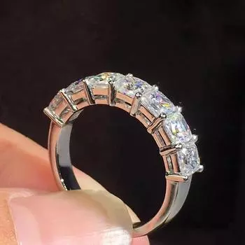 Кольца Huitan Princess Square Crystal Cubic Zirconia для женщин, роскошные обручальные кольца, аксессуары, вечность, женские украшения 8