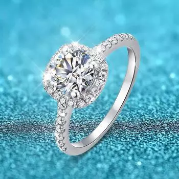 Кольца из 100% муассанита 1CT 2CT 3CT с бриллиантами Halo, обручальные кольца для женщин и девочек, обещанный подарок, ювелирные изделия из стерлингового серебра 5.5