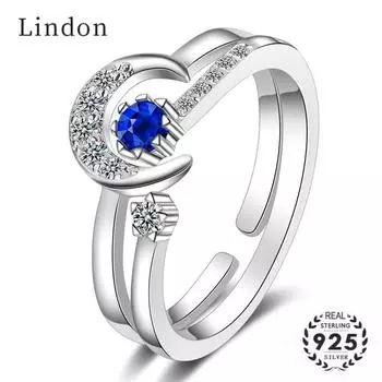 Кольца Lindon 2 в 1, модные украшения, форма звезды и луны, сапфир, циркон, открытое кольцо для женщин, свадебные подарки