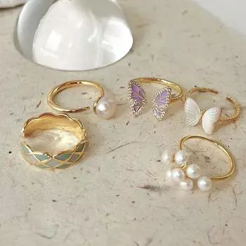 Кольцо-бабочка женское нишевое дизайнерское кольцо High Sense Unique Ring Pearl Bow Hepburn Style Vintage Index Finger