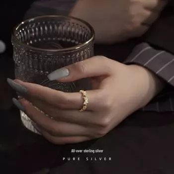 Кольцо Banyan Tree S925 Silver Diamond Butfly Ring - Роскошный дизайн для женщин Adjustable opening золотой