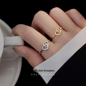 Кольцо Banyan Tree S925 Silver Love в форме сердца с регулируемой матовой отделкой для женщин RS949 plated with gold, adjustable opening золотой