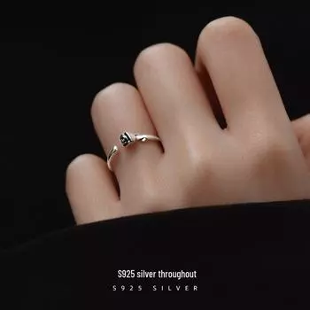 Кольцо Banyan Tree S925 Silver Vintage Rose Flower для женщин - ретро-тайский дизайн, идеальный подарок девушке Adjustable opening