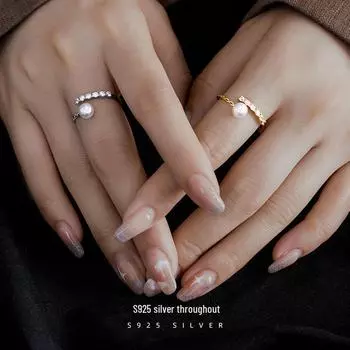 Кольцо Banyan Tree S925 Silver Zircon Pearl с регулируемой высотой — универсальная роскошь для женщин RS688, Adjustable opening белого золота