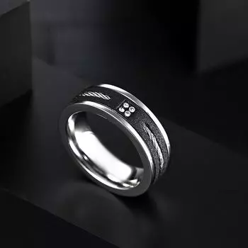 Кольцо Cable Jewelry из матовой нержавеющей стали с черной инкрустацией из проволочного каната для мужчин 8 мм