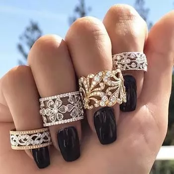 Кольцо Cao Shi French Light Luxury Floral Palace - Элегантный дизайн в виде снежинки Size 6