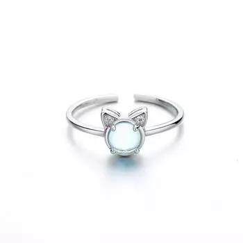 Кольцо для котенка Sweet Flash Diamond, регулируемое, креативный дизайн, супер красивое, голубое, с украшением в виде кошачьего хвоста, кольцо для указательного пальца, девочка Adjustable Opening